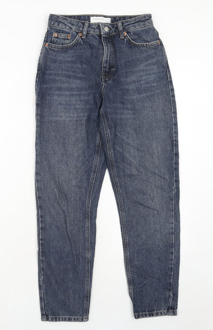 Topshop Womens Blue Cotton Mom Jeans Size 26 in L30 in Regular Zip