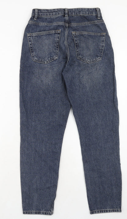 Topshop Womens Blue Cotton Mom Jeans Size 26 in L30 in Regular Zip