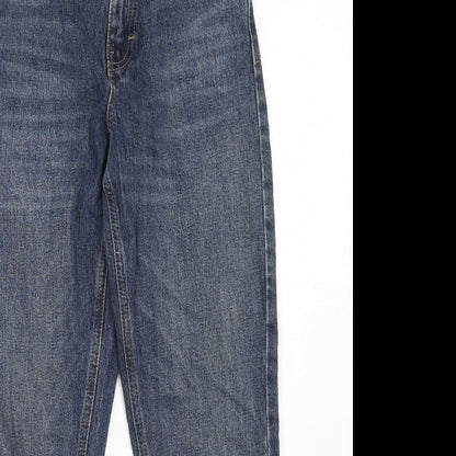 Topshop Womens Blue Cotton Mom Jeans Size 26 in L30 in Regular Zip