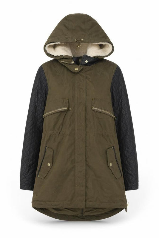 Womens UK Size XS Zara Green Parka Coat
