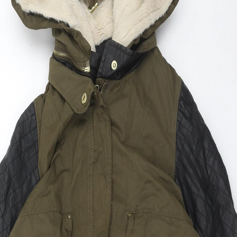 Womens UK Size XS Zara Green Parka Coat