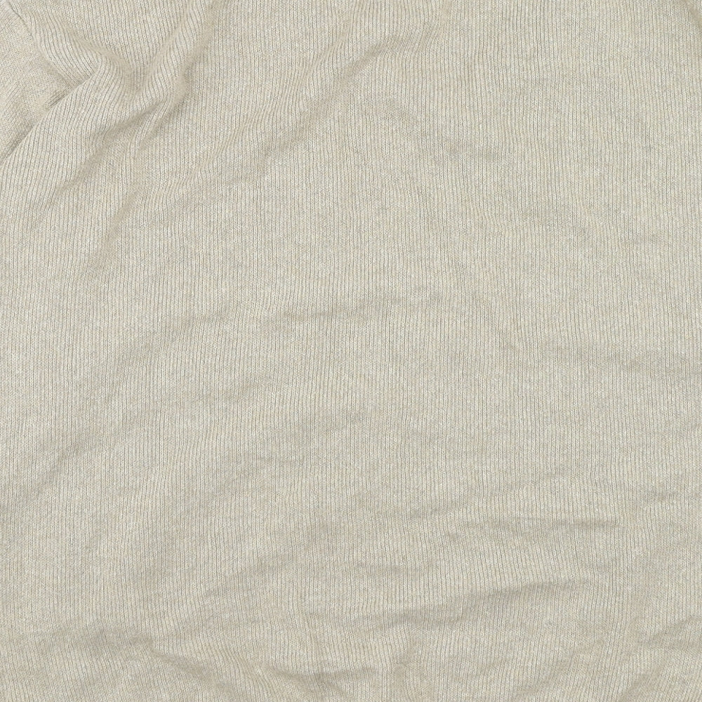 Hero Mens Beige V-Neck Cotton Pullover Jumper Size L Long Sleeve