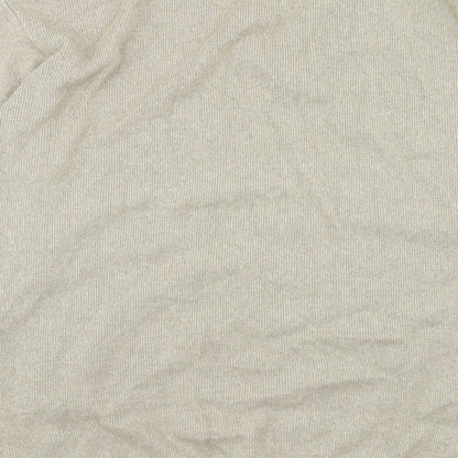 Hero Mens Beige V-Neck Cotton Pullover Jumper Size L Long Sleeve