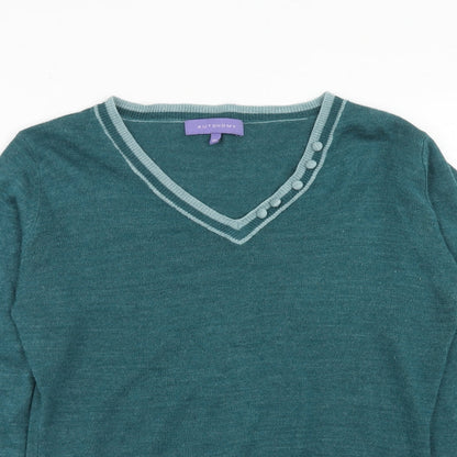 Autonomy Womens Blue V-Neck Acrylic Pullover Jumper Size 10