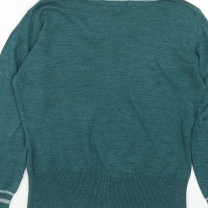 Autonomy Womens Blue V-Neck Acrylic Pullover Jumper Size 10