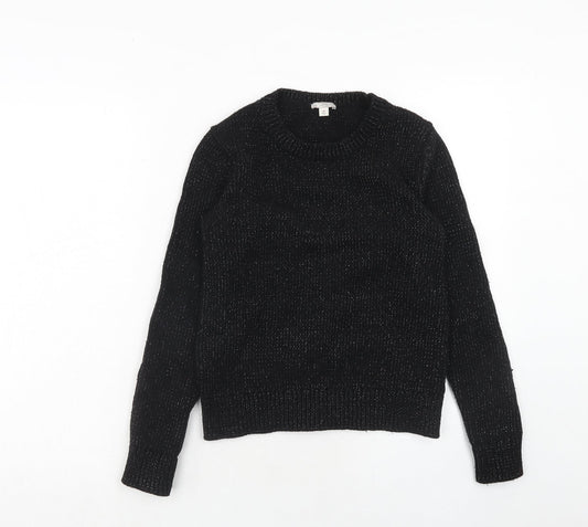 Gap Womens Black Round Neck Nylon Pullover Jumper Size S