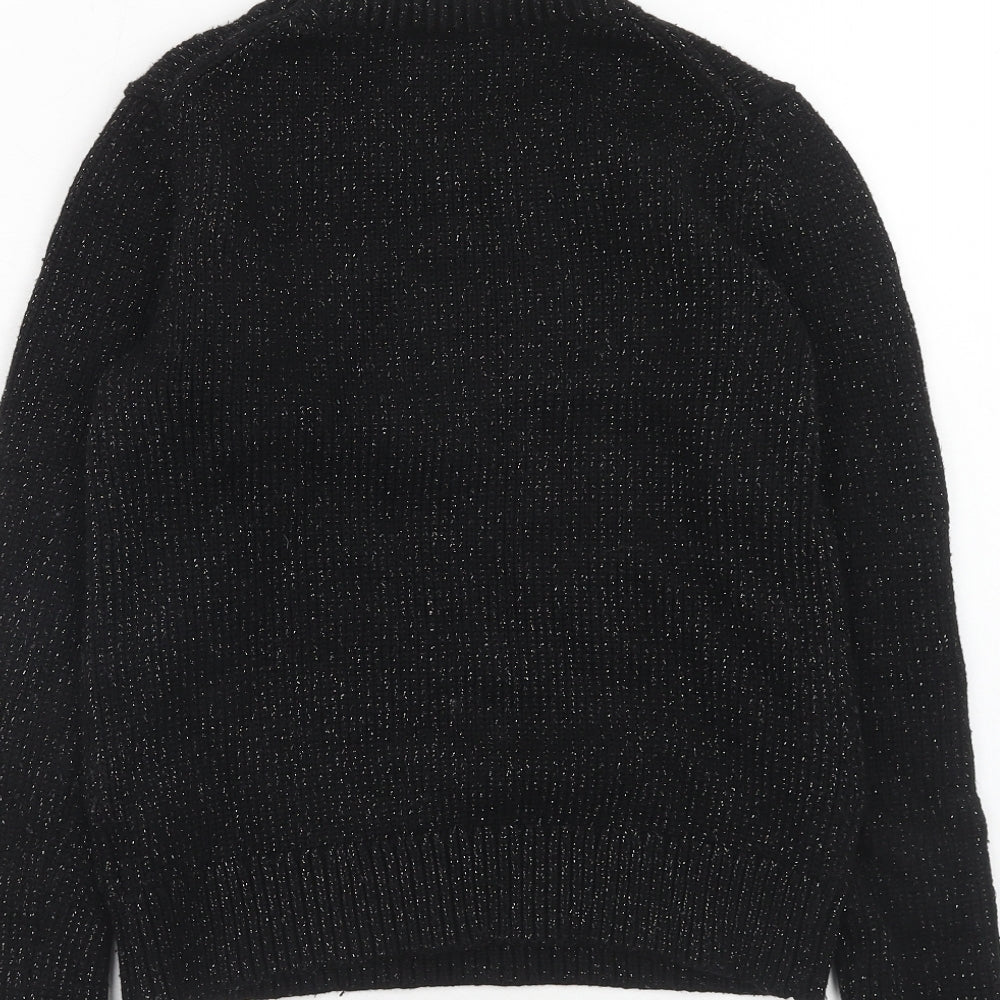 Gap Womens Black Round Neck Nylon Pullover Jumper Size S