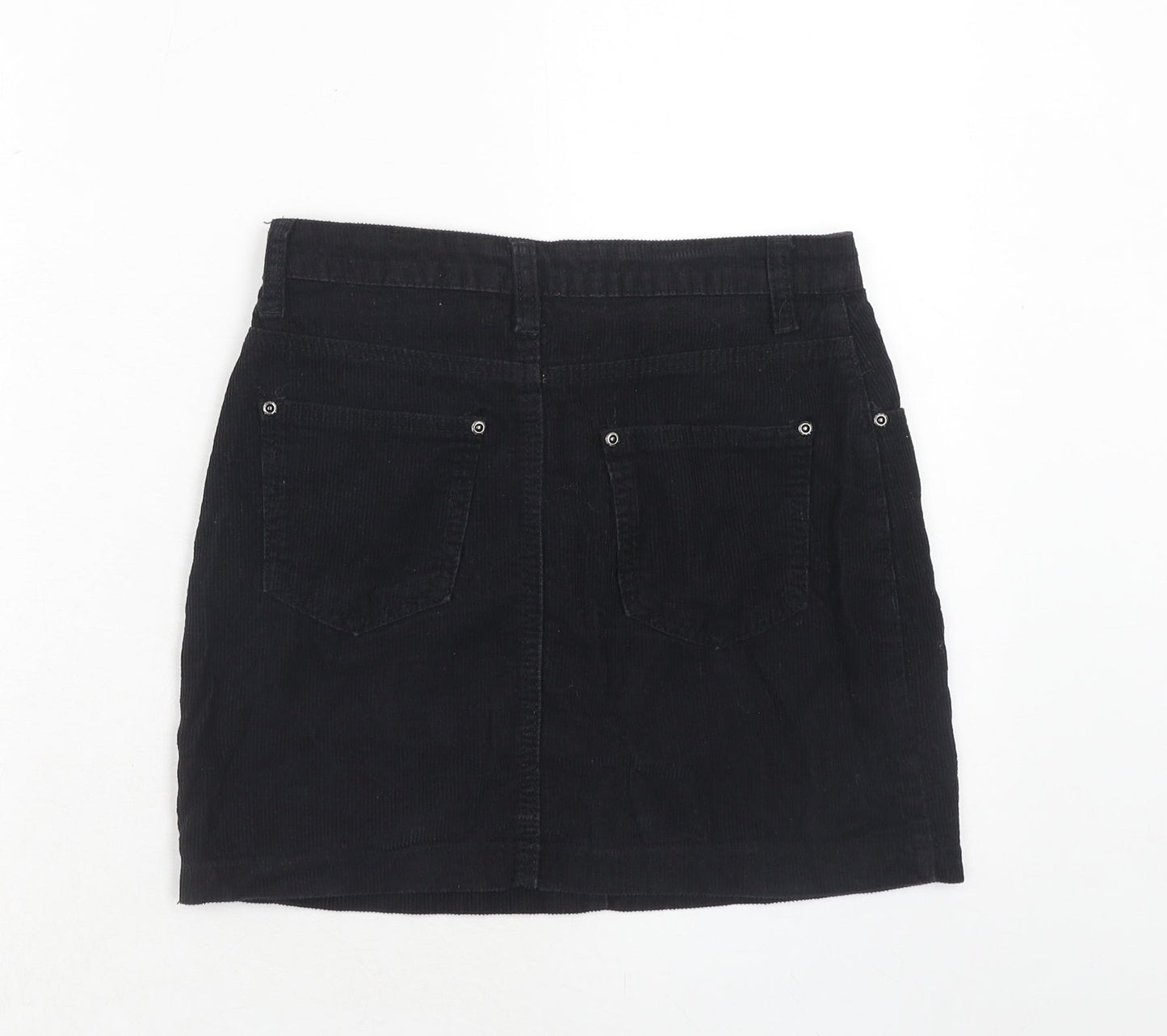 Boohoo Womens Black Cotton A-Line Skirt Size 6 Zip