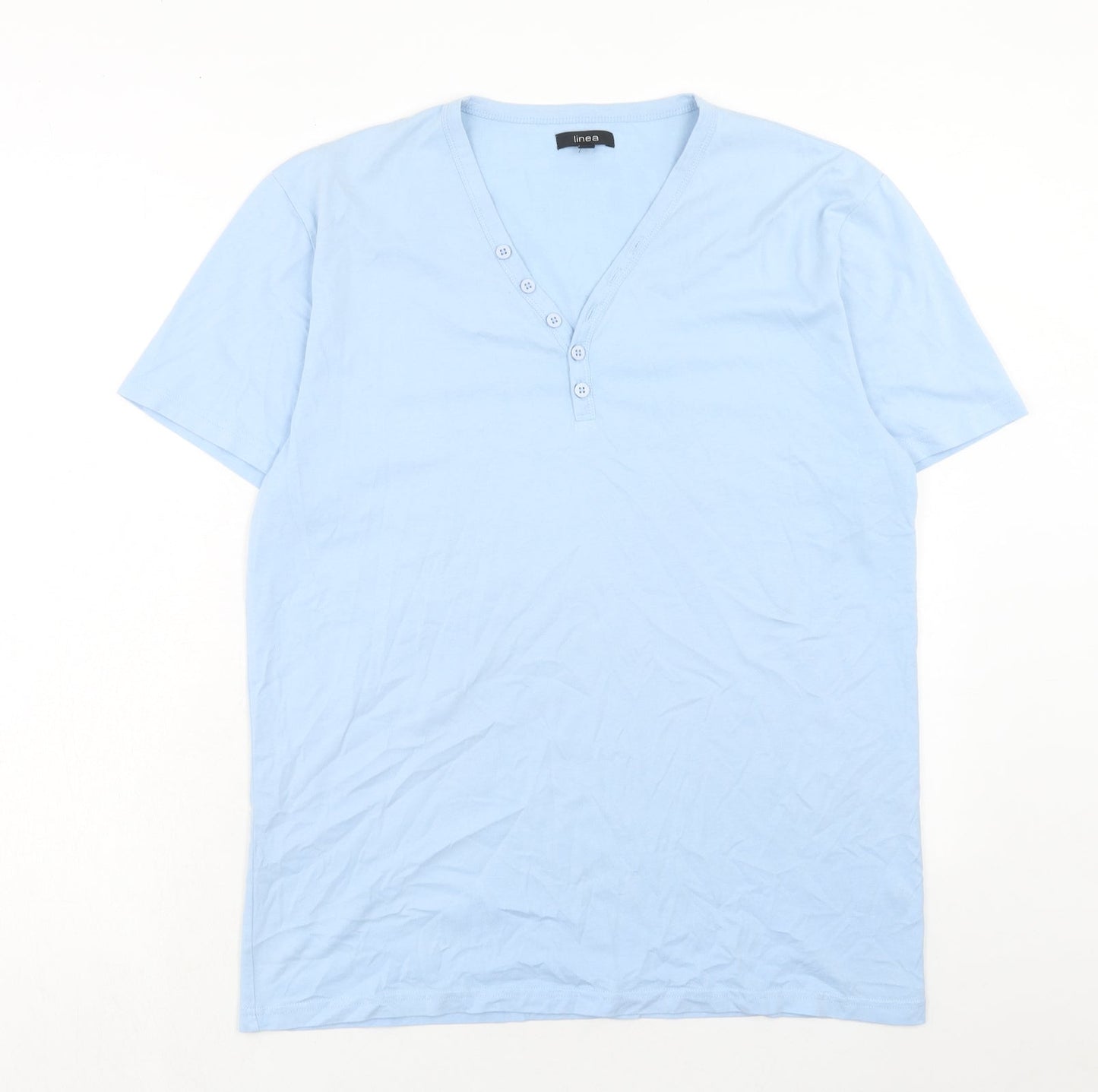 Womens UK Size L Linea Blue Basic T-Shirt