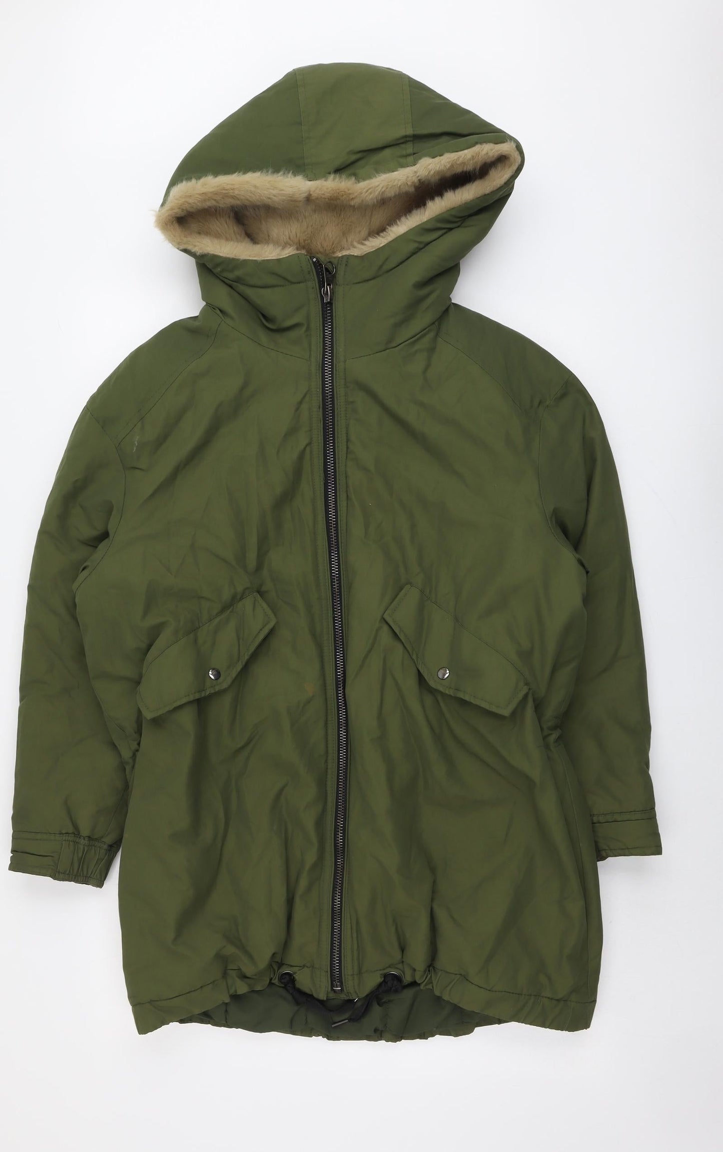 Womens UK Size XS Zara Green Parka Coat