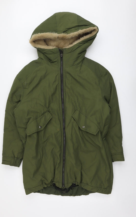 Womens UK Size XS Zara Green Parka Coat
