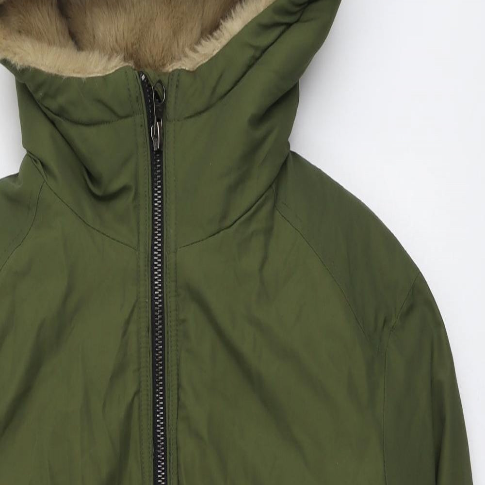 Womens UK Size XS Zara Green Parka Coat