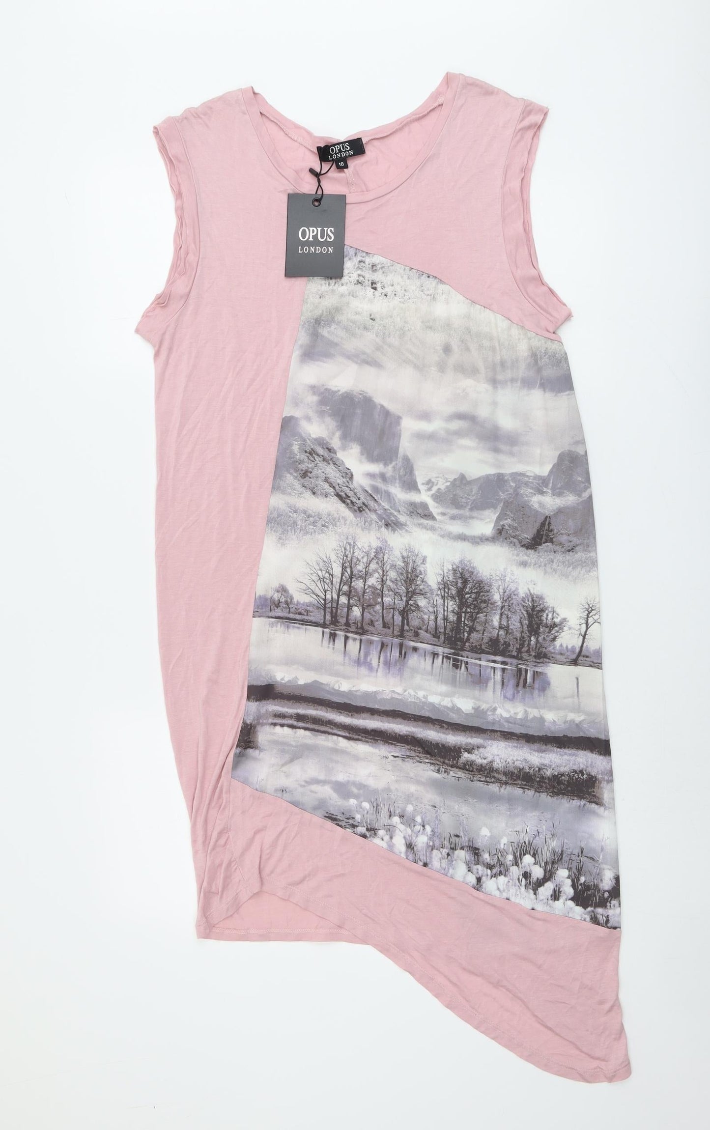 OPUS Womens Pink Viscose Tank Dress Size 10 Round Neck Pullover