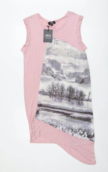 OPUS Womens Pink Viscose Tank Dress Size 10 Round Neck Pullover