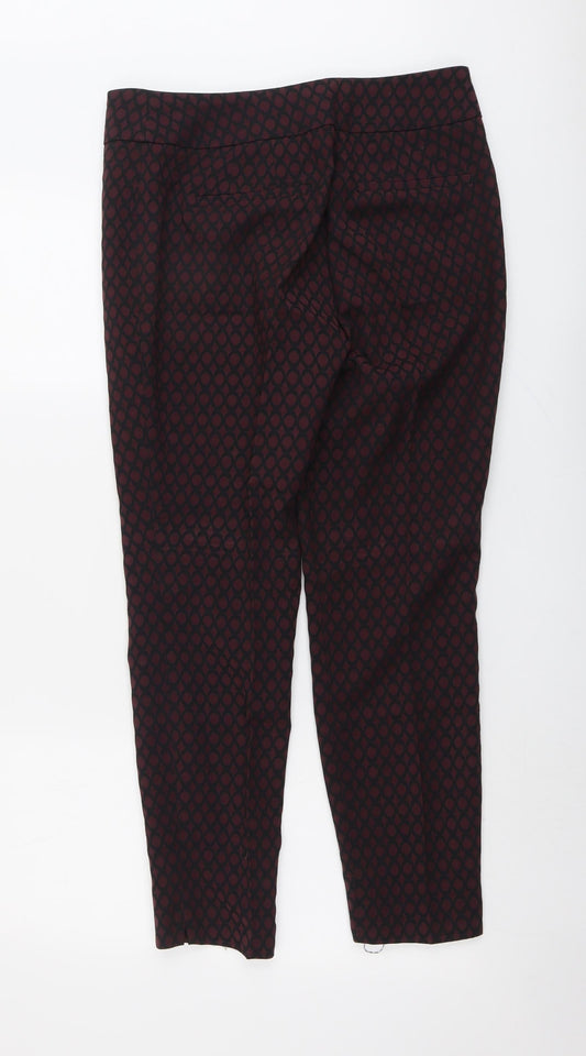 Phase Eight Womens Red Geometric Polyester Trousers Size 12 L27 in Regular Button