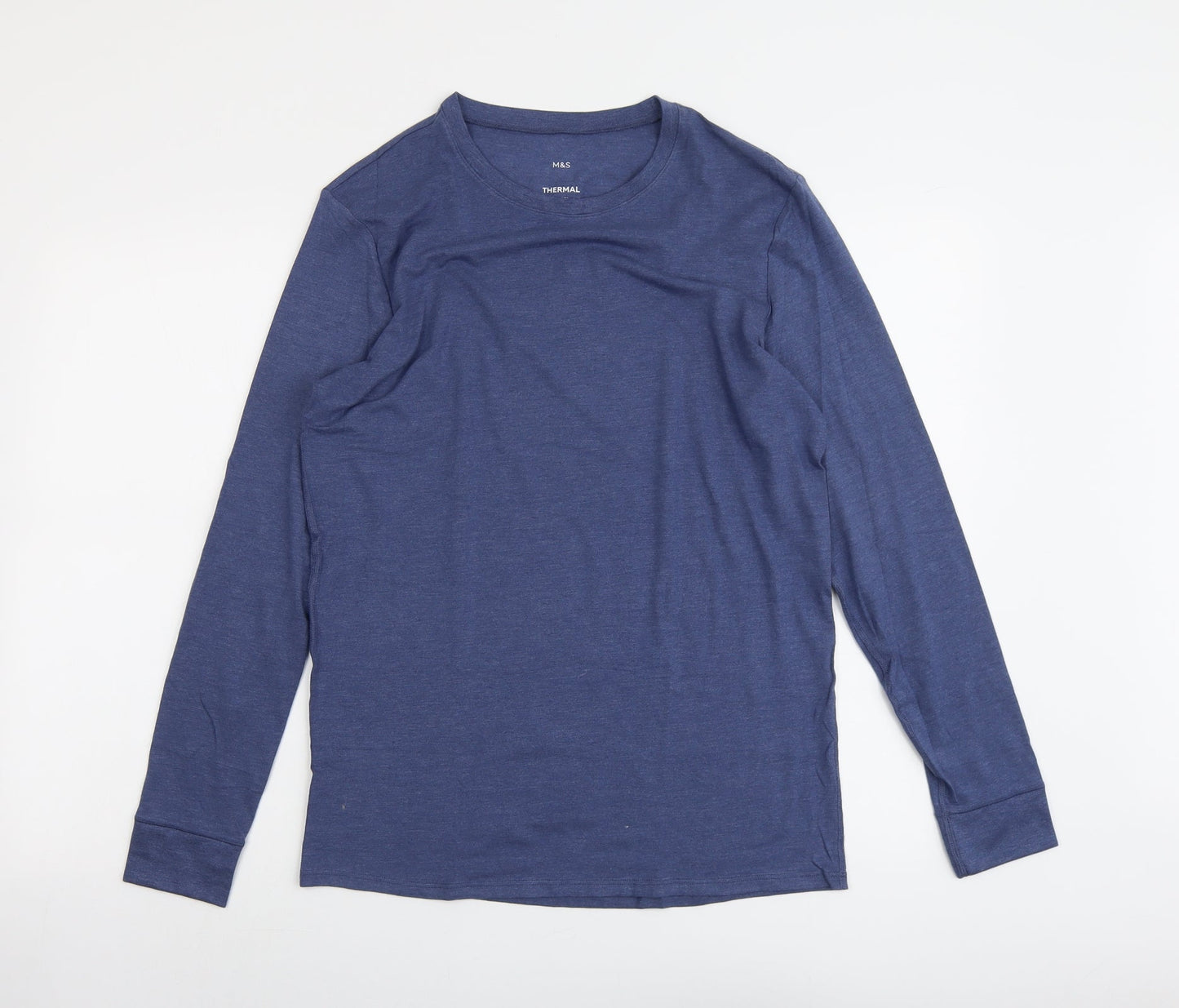 Marks and Spencer Mens Blue Acrylic T-Shirt Size M Round Neck