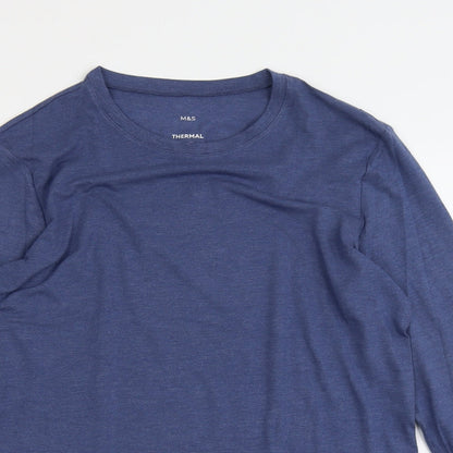 Marks and Spencer Mens Blue Acrylic T-Shirt Size M Round Neck