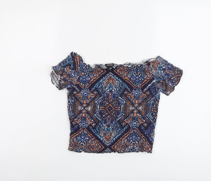 Womens UK Size S Monki Blue Cropped Blouse