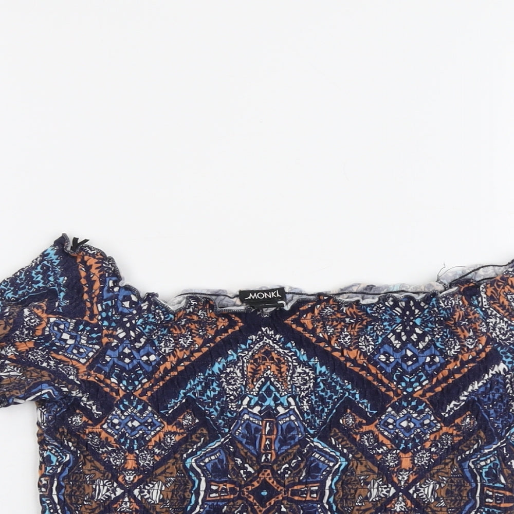 Womens UK Size S Monki Blue Cropped Blouse