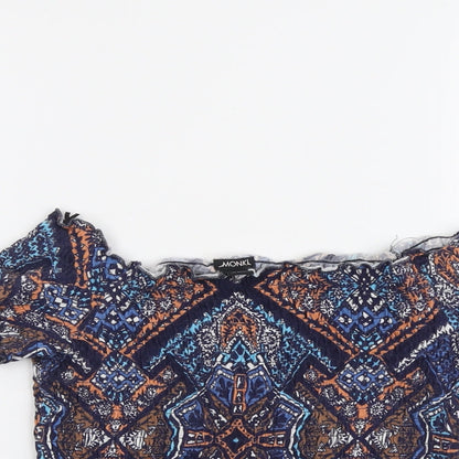 Womens UK Size S Monki Blue Cropped Blouse