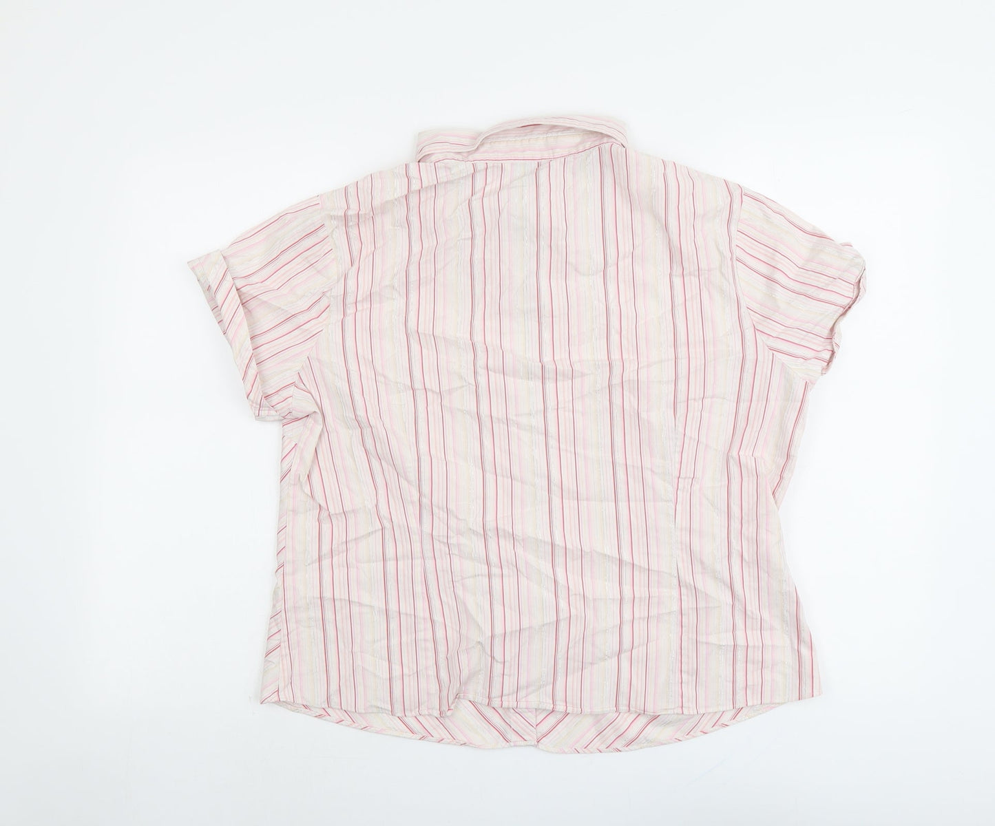 AMARANTO Womens Pink Striped Cotton Basic Button-Up Size 18 Collared