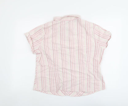 AMARANTO Womens Pink Striped Cotton Basic Button-Up Size 18 Collared