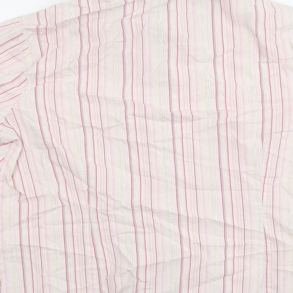AMARANTO Womens Pink Striped Cotton Basic Button-Up Size 18 Collared