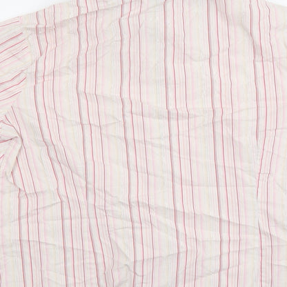 AMARANTO Womens Pink Striped Cotton Basic Button-Up Size 18 Collared