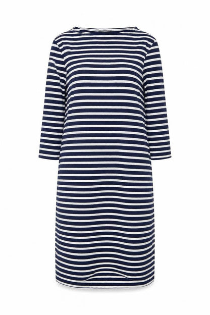 New Look Womens Blue Striped Viscose A-Line Size 10 Round Neck Pullover