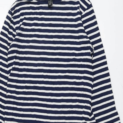 New Look Womens Blue Striped Viscose A-Line Size 10 Round Neck Pullover