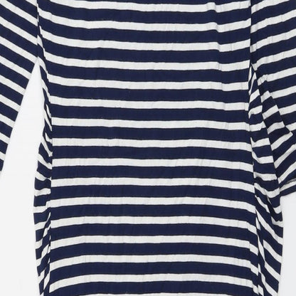 New Look Womens Blue Striped Viscose A-Line Size 10 Round Neck Pullover