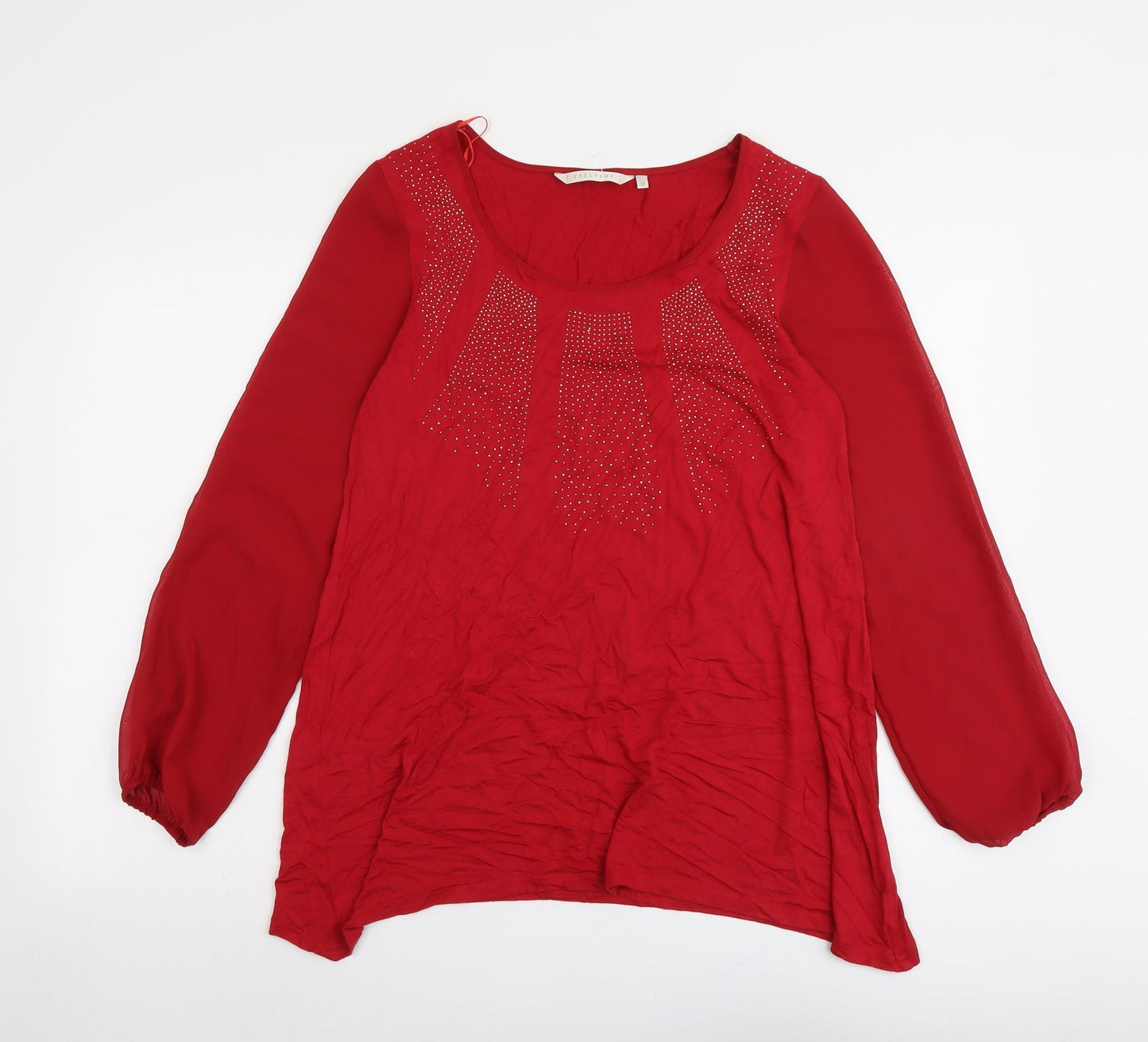 Epilogue Womens Red Viscose Basic Blouse Size 12 Scoop Neck
