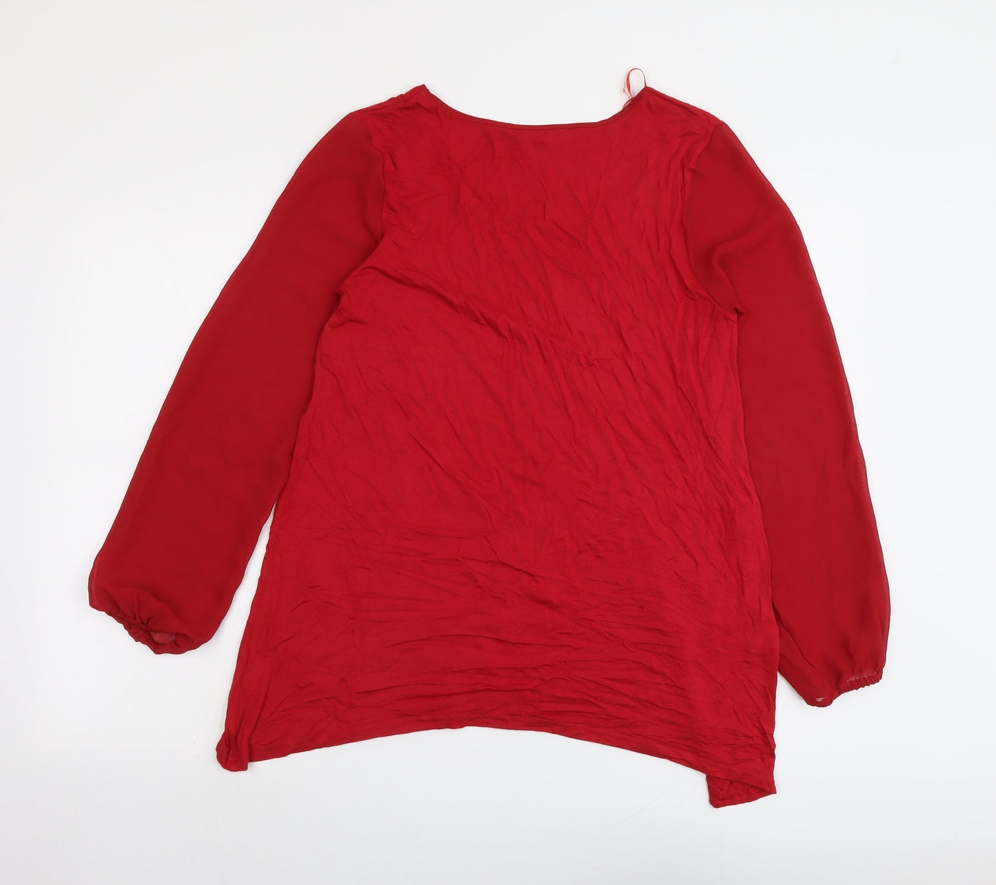 Epilogue Womens Red Viscose Basic Blouse Size 12 Scoop Neck