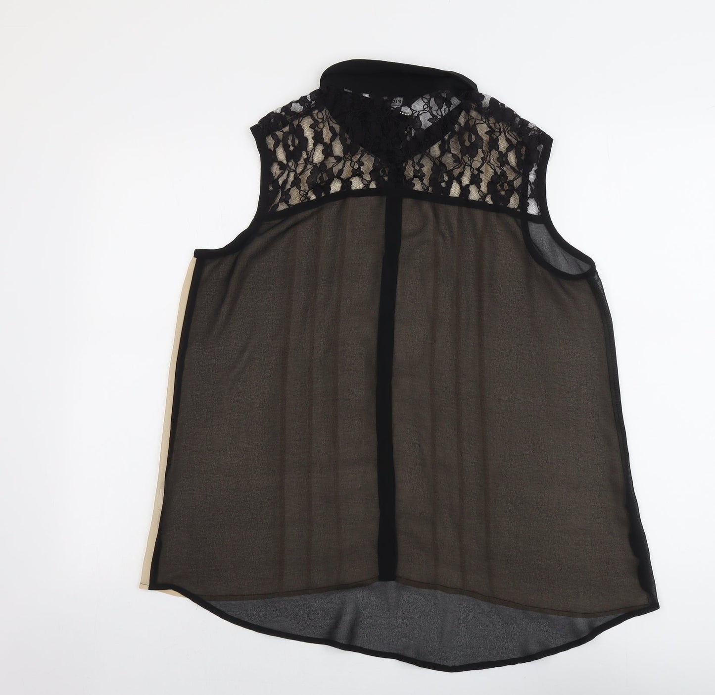 Pioko Womens Black Polyester Basic Button-Up Size 16 Collared