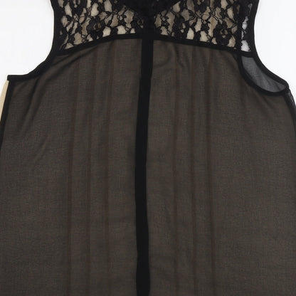 Pioko Womens Black Polyester Basic Button-Up Size 16 Collared