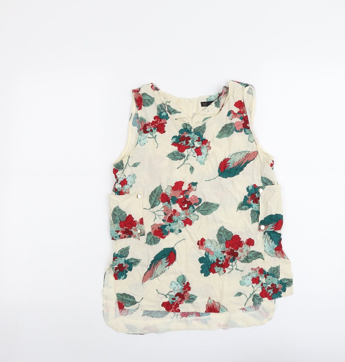Womens UK Size XS Zara Beige Basic Tank
