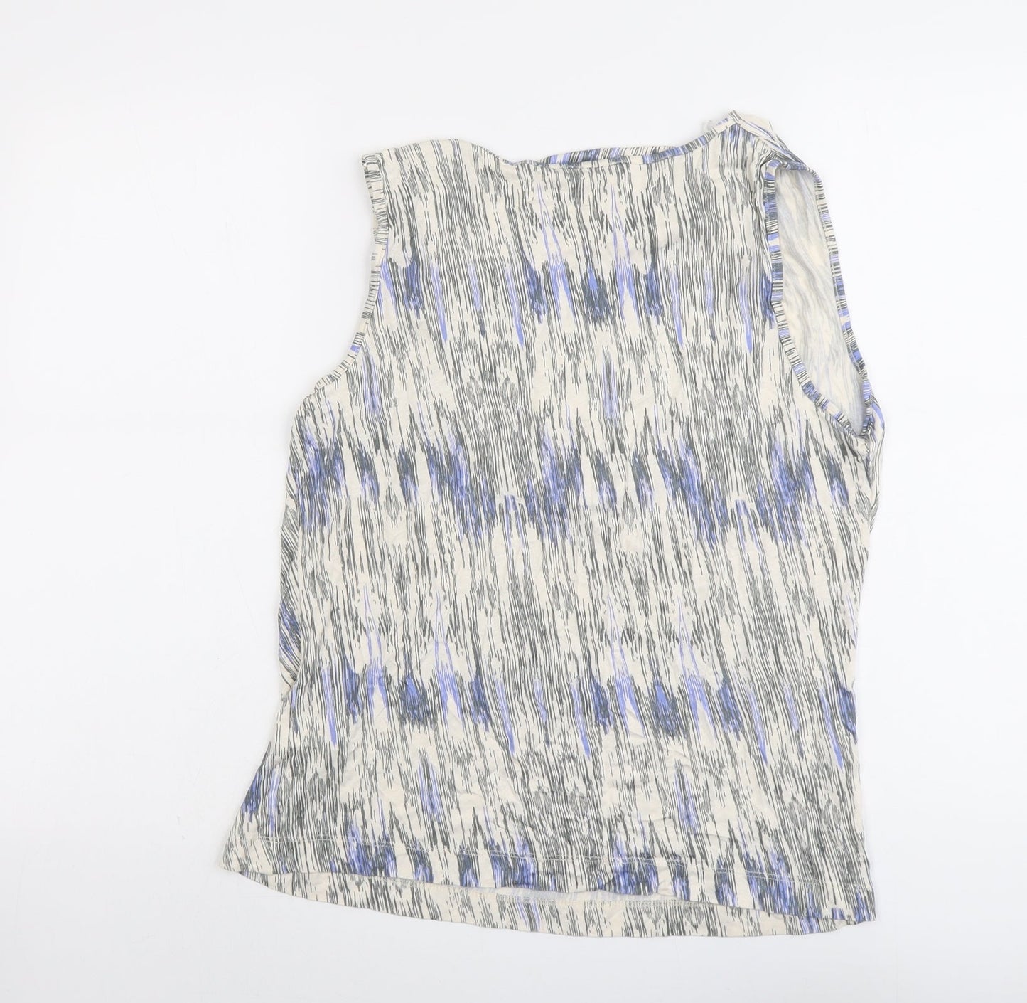 Autograph Womens Beige Geometric Viscose Basic Tank Size 14 Cowl Neck