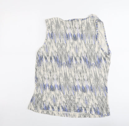 Autograph Womens Beige Geometric Viscose Basic Tank Size 14 Cowl Neck