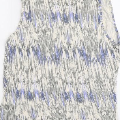 Autograph Womens Beige Geometric Viscose Basic Tank Size 14 Cowl Neck