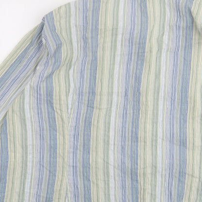 EWM Womens Multicoloured Striped Cotton Basic Button-Up Size 16 Collared