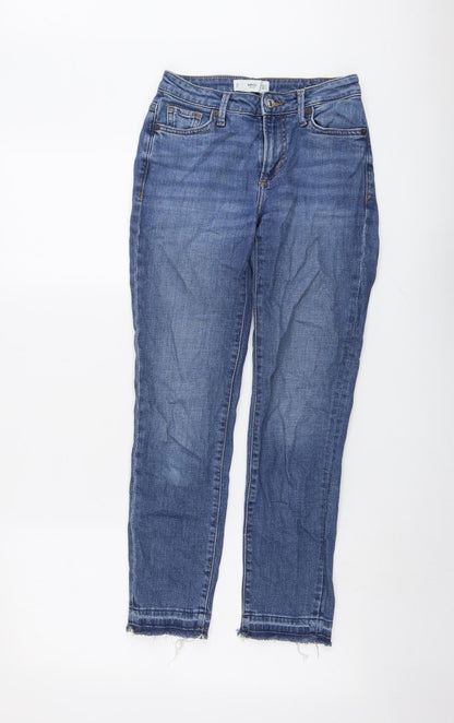 Mango Womens Blue Cotton Skinny Jeans Size 4 L26 in Regular Button