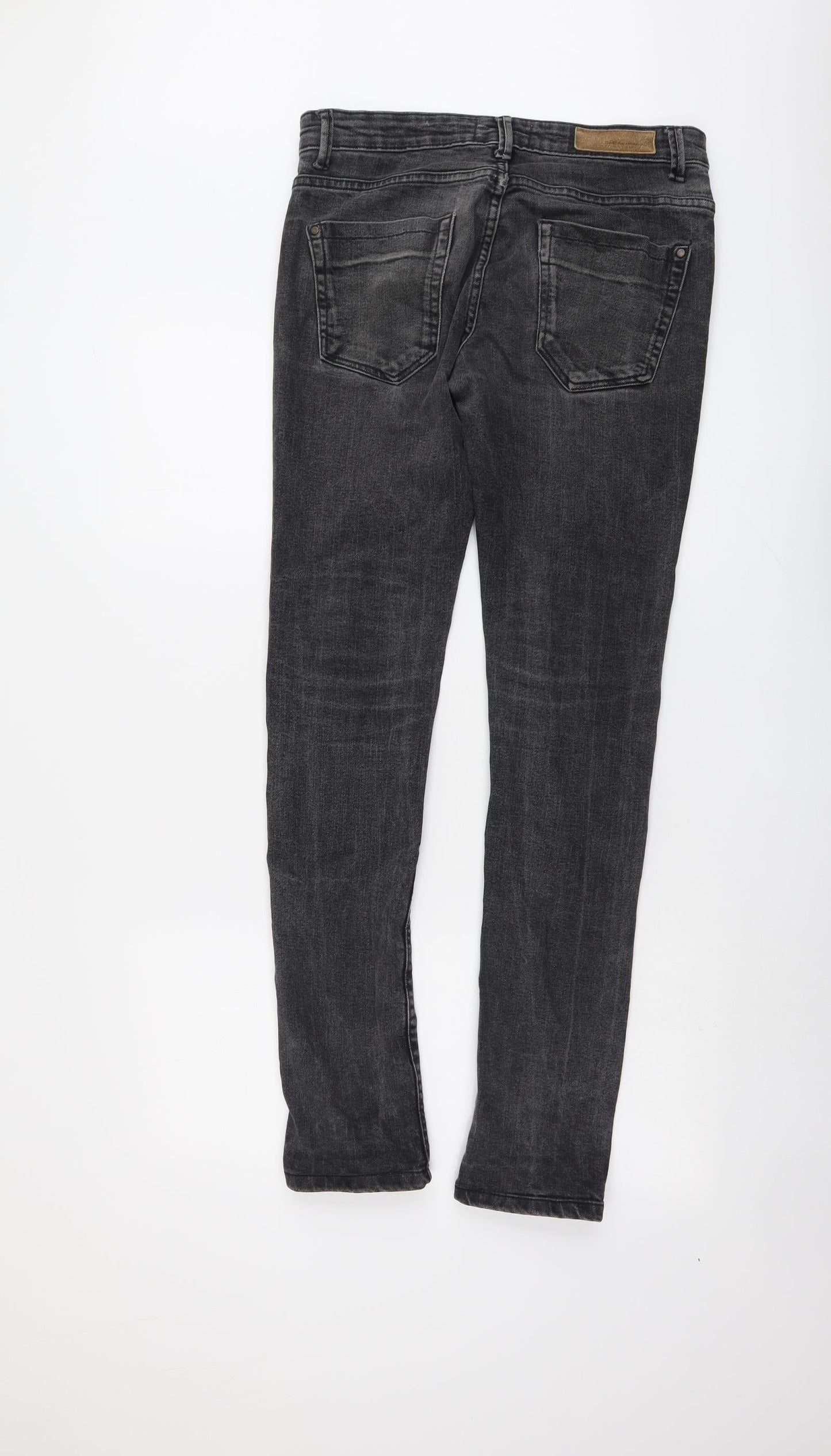 Bershka Mens Grey Cotton Skinny Jeans Size 30 in L32 in Regular Button