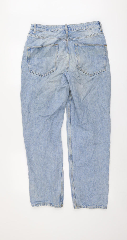 ASOS Womens Blue Cotton Mom Jeans Size 30 in L30 in Regular Button
