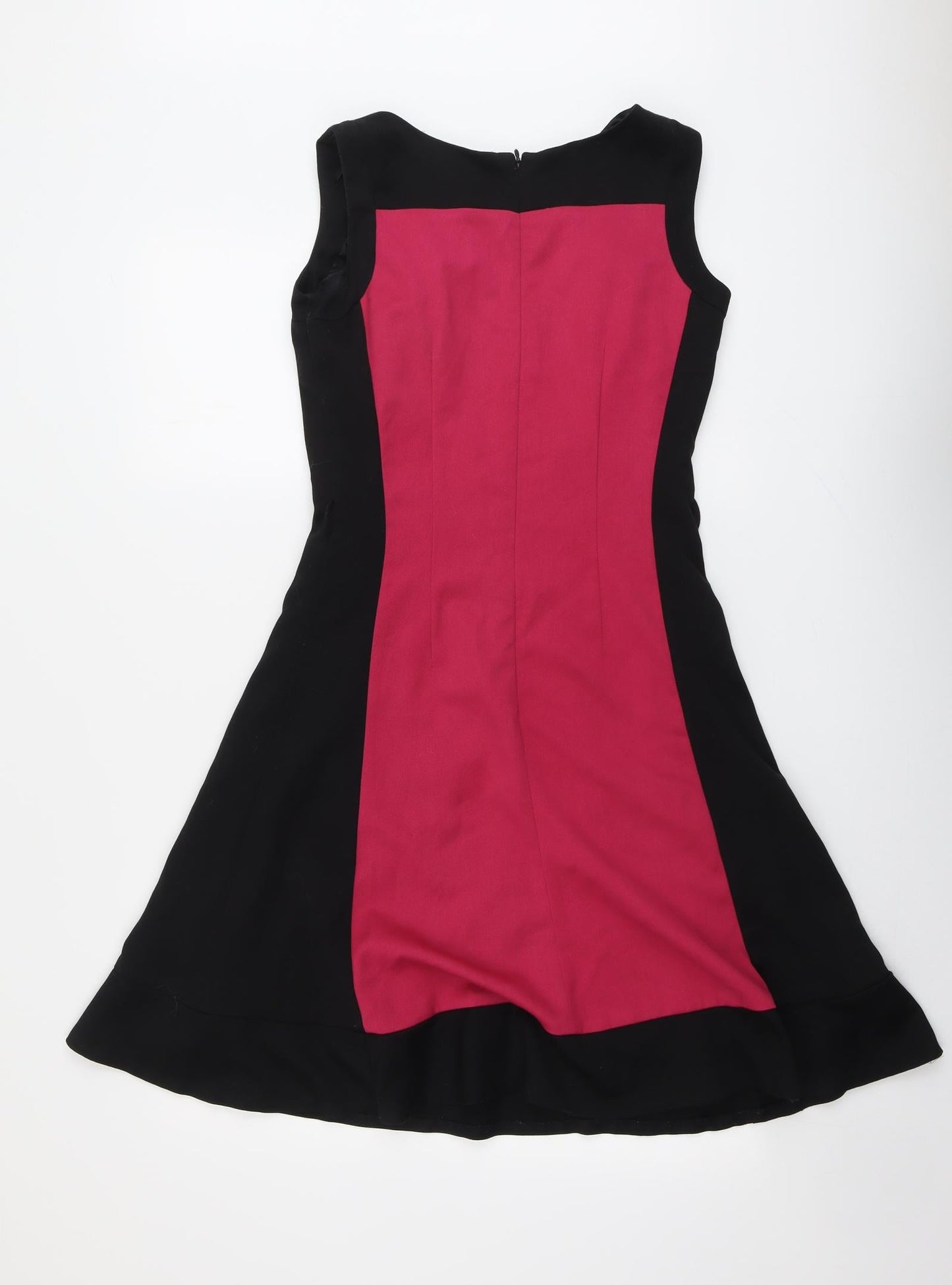 NEXT Womens Black Colourblock Polyester Shift Size 6 Round Neck Zip