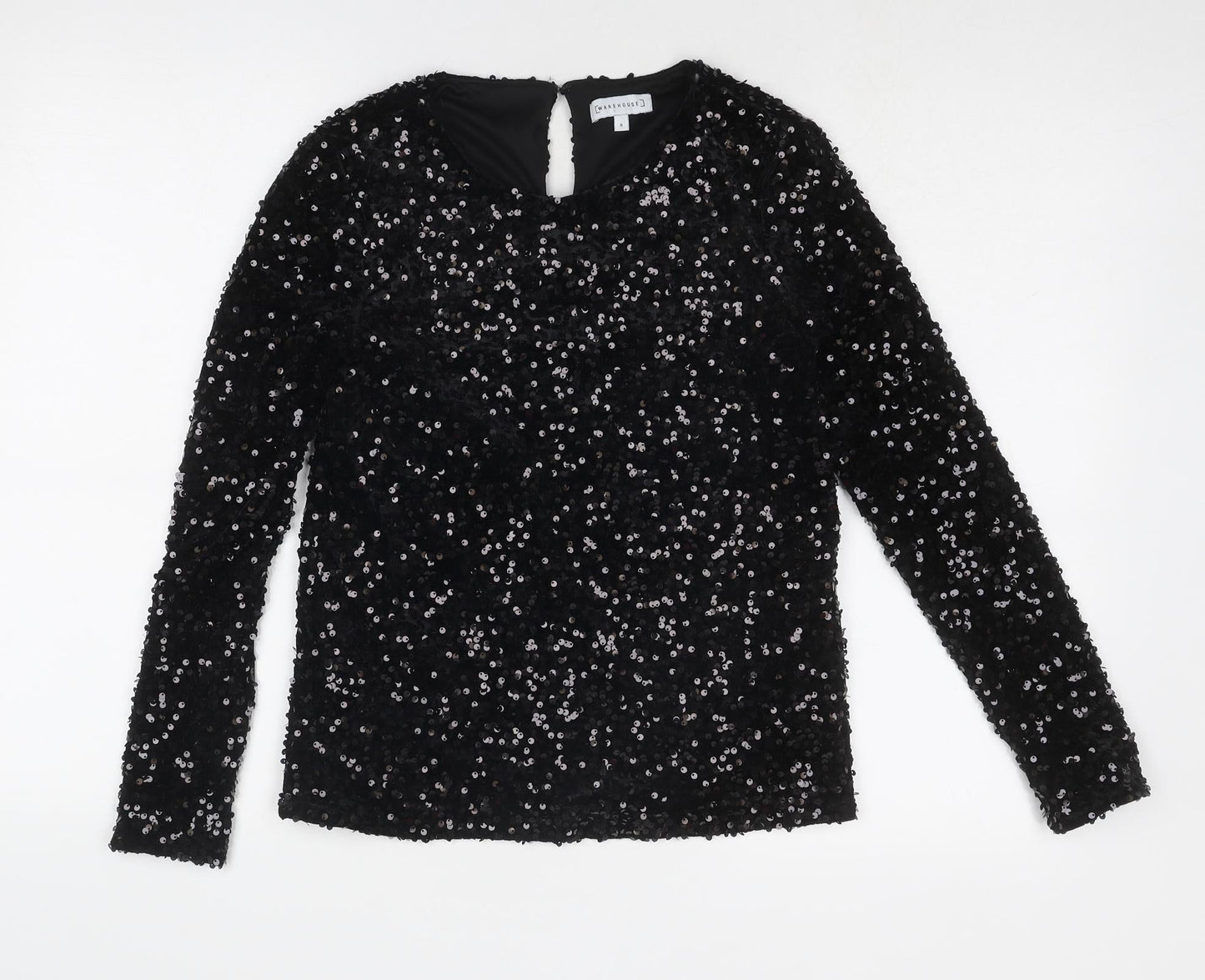Womens UK Size 8 Warehouse Black Basic Blouse
