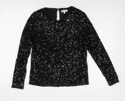 Womens UK Size 8 Warehouse Black Basic Blouse