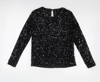 Womens UK Size 8 Warehouse Black Basic Blouse