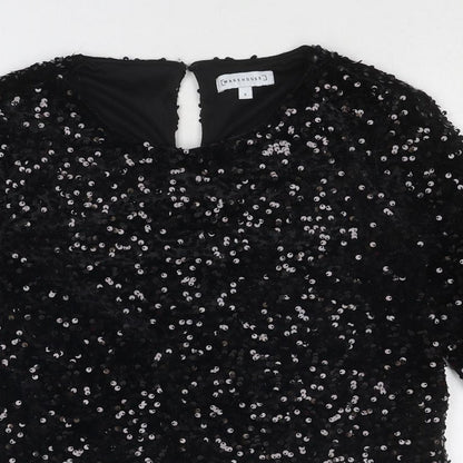Womens UK Size 8 Warehouse Black Basic Blouse