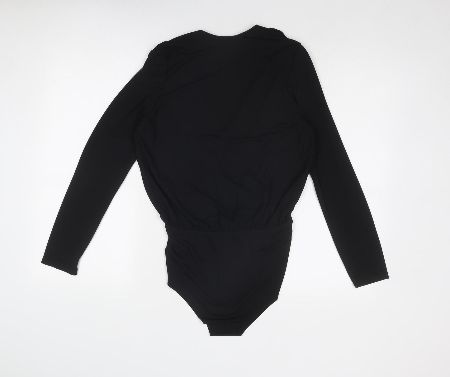 Marks and Spencer Womens Black Polyester Bodysuit One-Piece Size 8 Pullover - Wrap Style