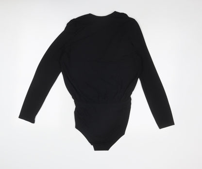 Marks and Spencer Womens Black Polyester Bodysuit One-Piece Size 8 Pullover - Wrap Style